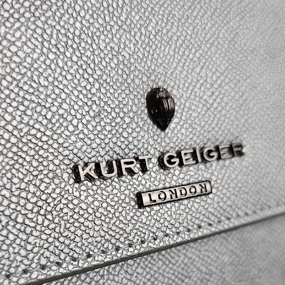 Kurt Geiger Silver Crossbody Bag with Structured Design and Flap Closure NWT - Picture 4 of 10